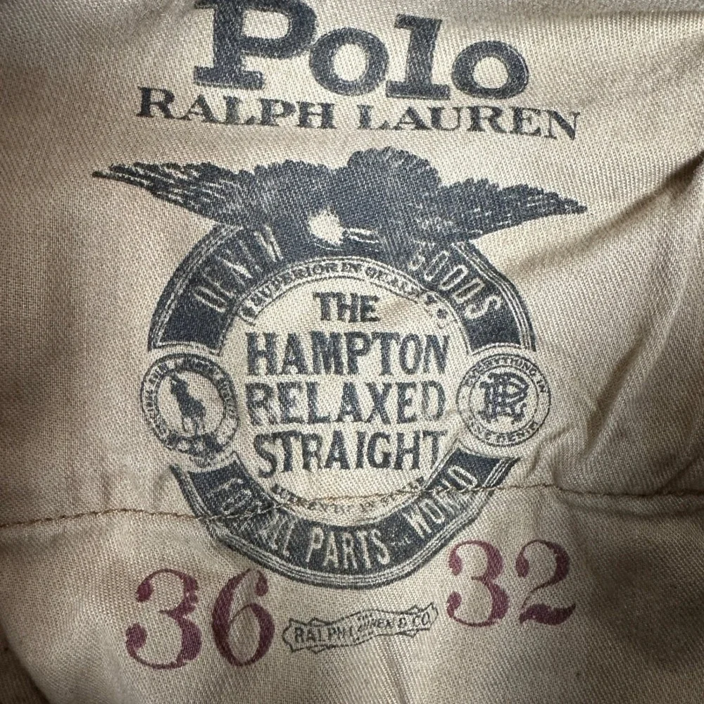 Polo Ralph Lauren Jeans Mens 36X32 Tan Khaki Hampton Relaxed Straight Stretch